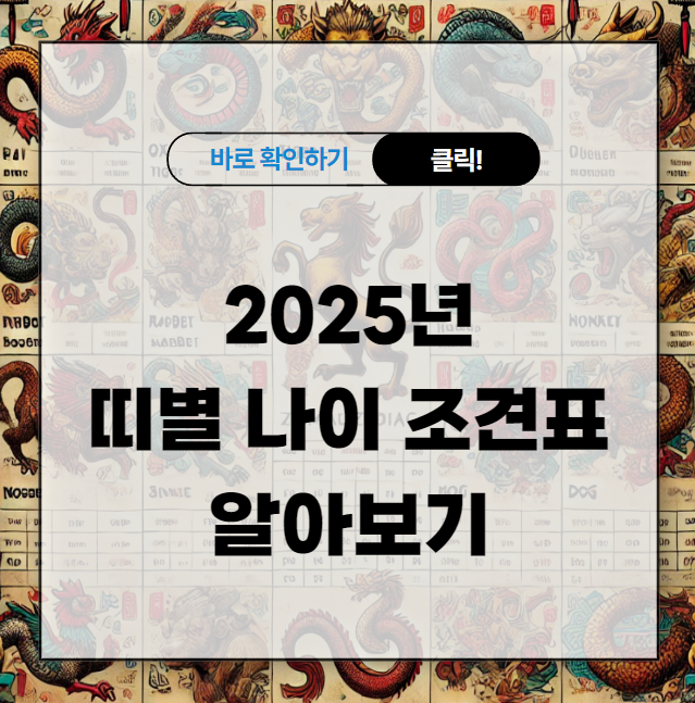 띠별 나이 조견표 ver 2025년