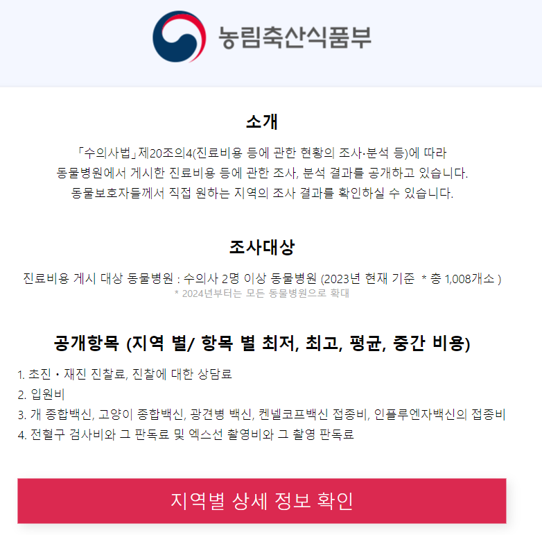 동물병원 진료비 조사 공개