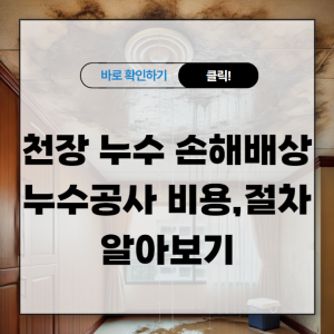 천장 누수 손해배상 누수 공사 비용, 절차 알아보기